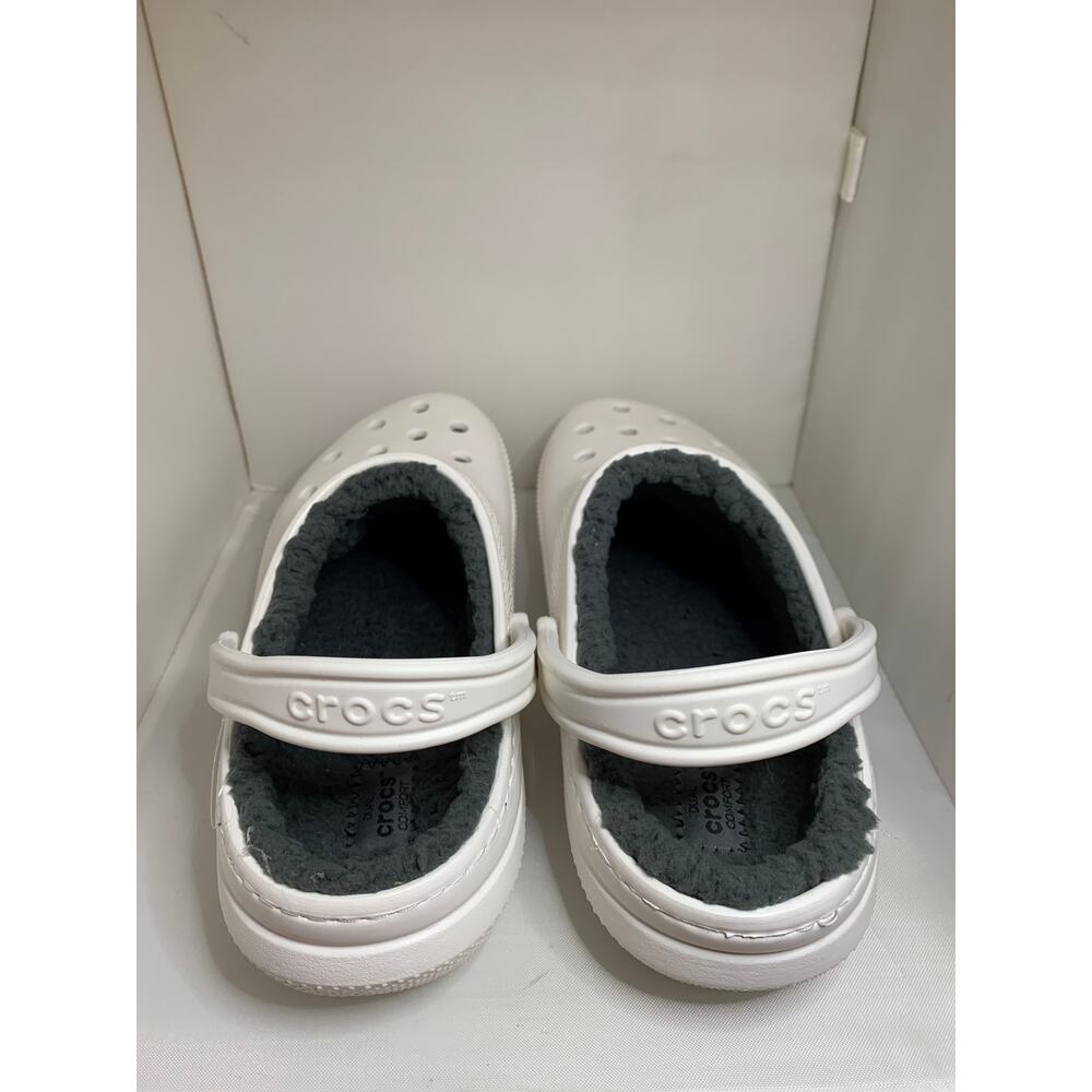 Crocs Dual Comfort White Men's 8 Women's 10 Gray Fur Lining - Picture 4 of 6